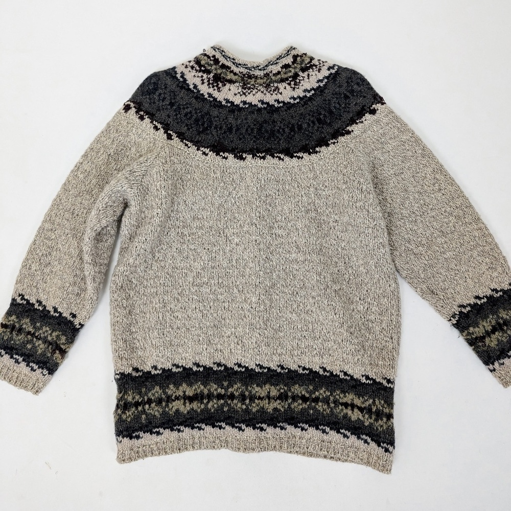 Vintage Knit Fair Isle Cardigan Norwegian Icelandic Button Down Cozy Comfy - Picture 9 of 10